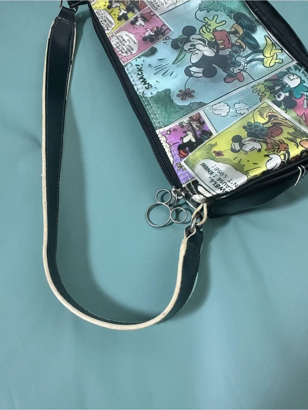 Vintage Disney World Mickey & Minnie Comic Print Shoulder Bag Y2K Rare Purse